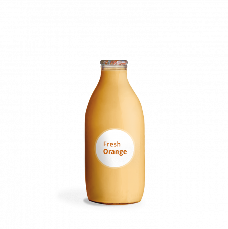 glass bottle of orange juice